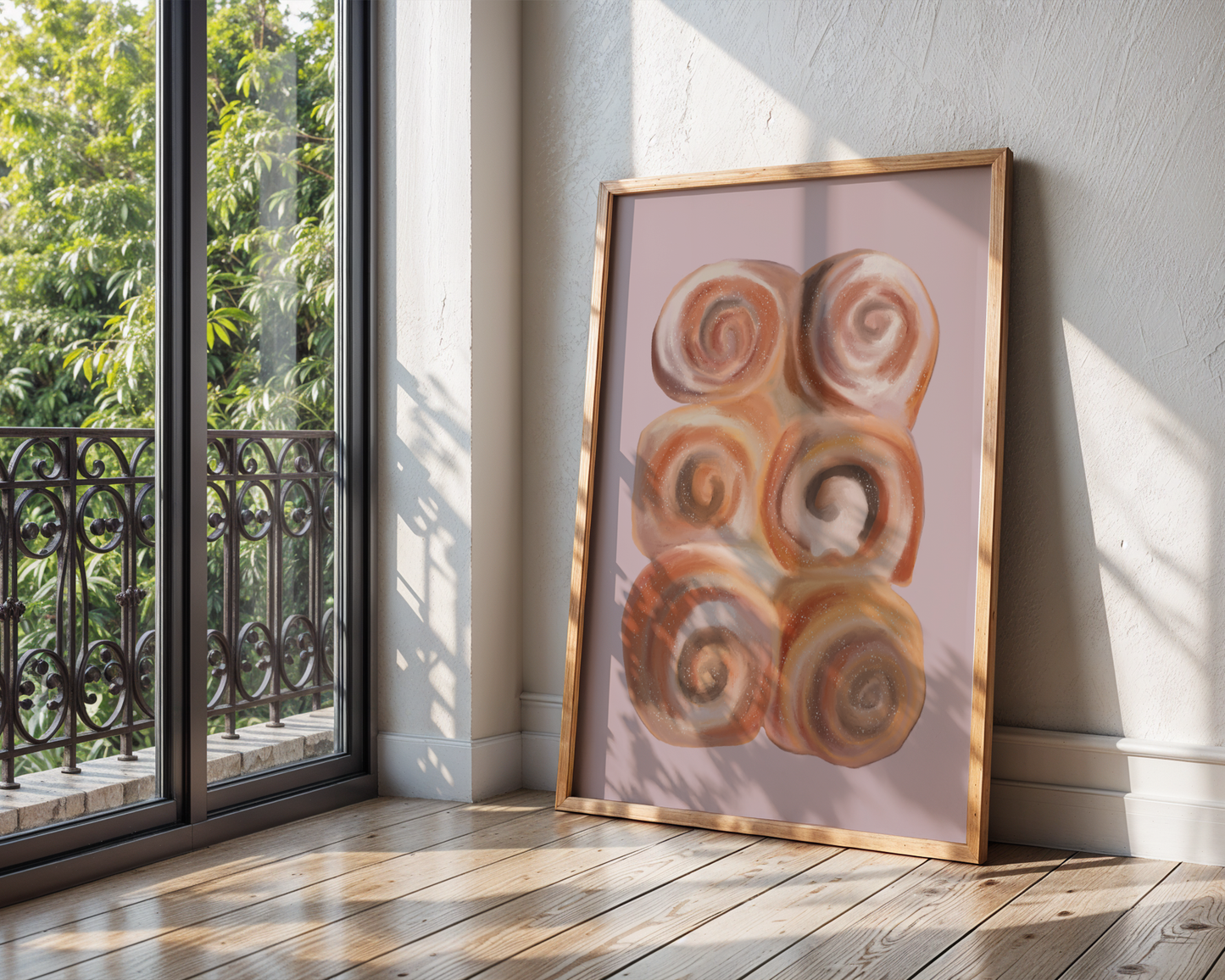'Cinnamon Rolls' Art Print – Illustrated Kitchen & Bakery Wall Decor in Blush Pink & Warm Caramel