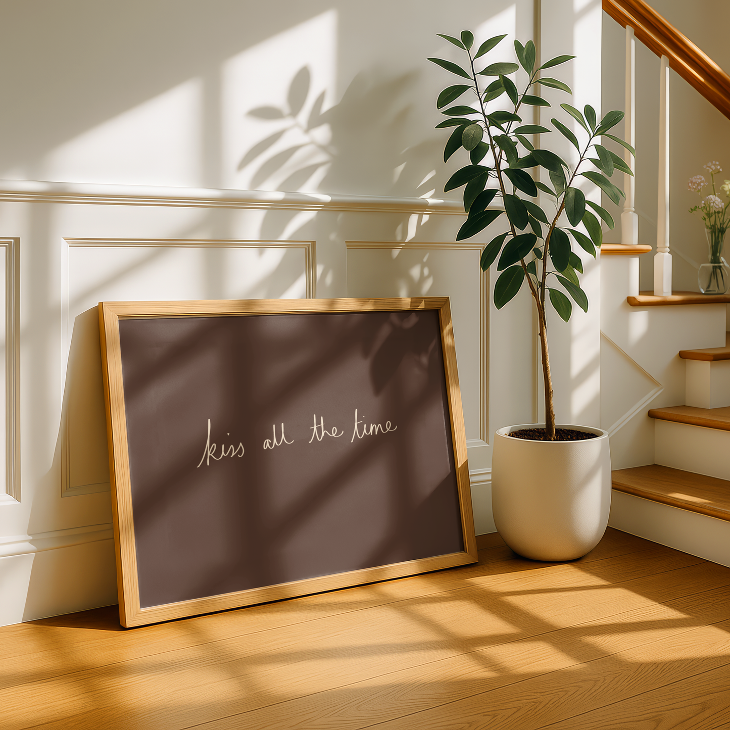 'Kiss All The Time' Typography Art Print – Minimalist Wall Decor