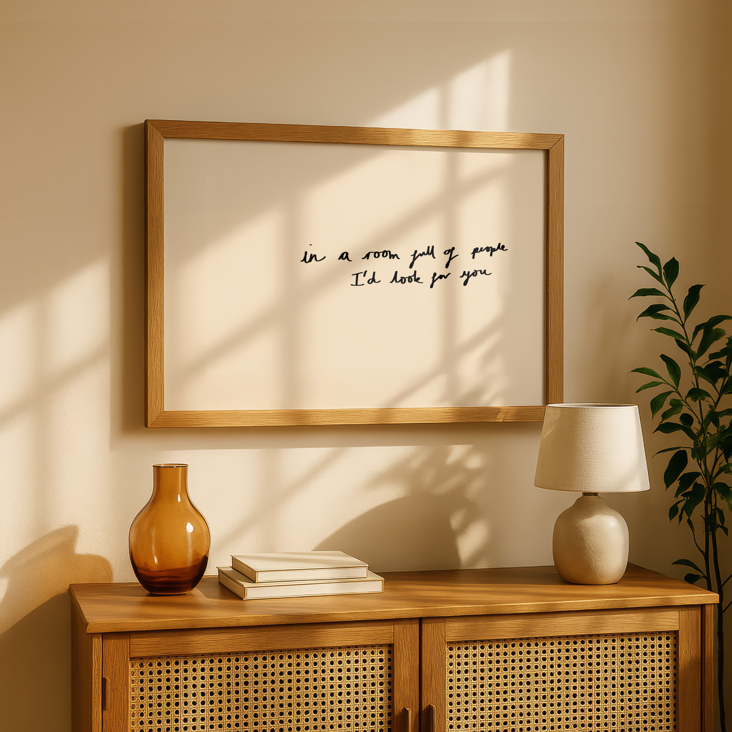 'In A Room Full Of People I'd Look For You' Typography Art Print – Romantic Minimalist Wall Decor in Cream & Black