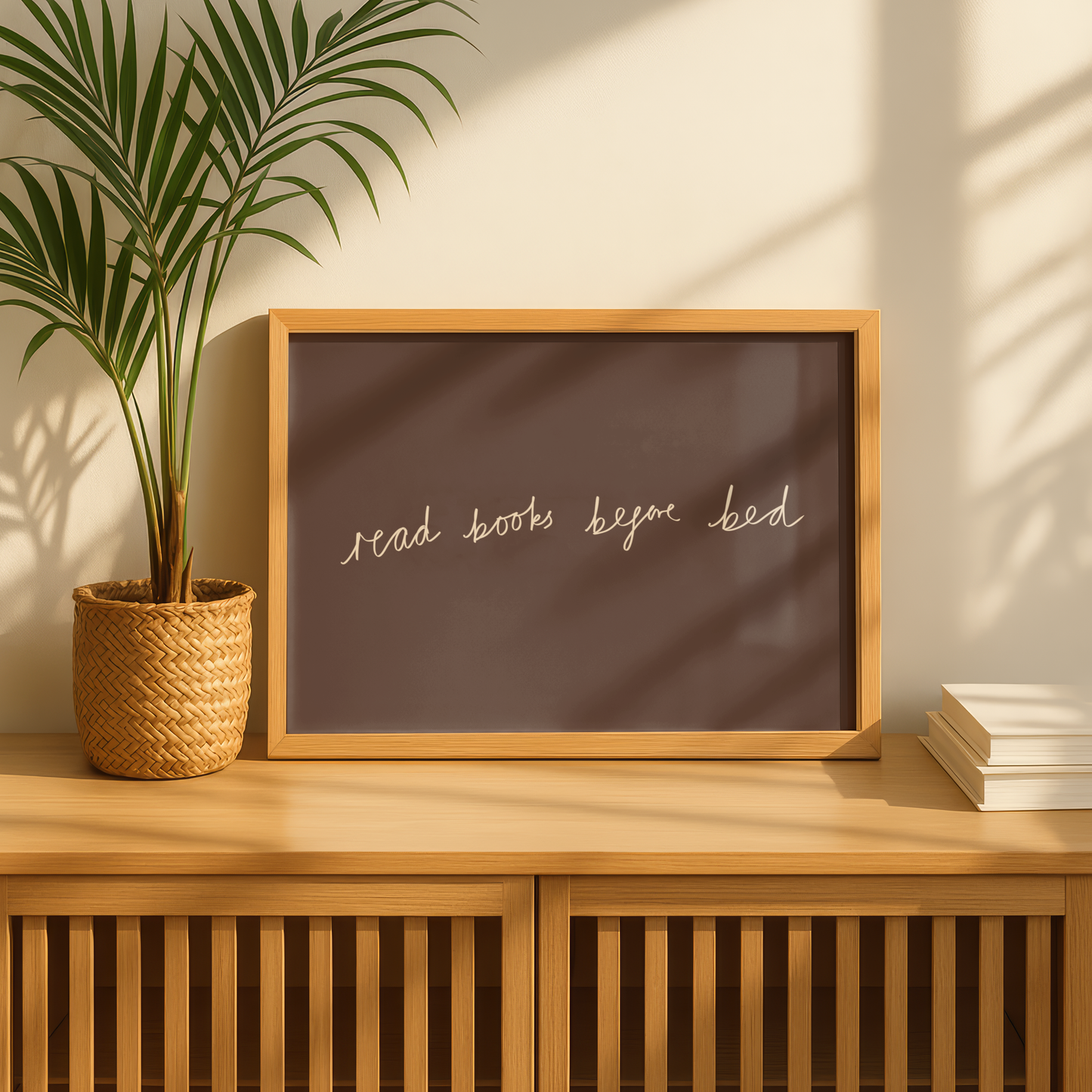 'Read Books Before Bed' Typography Art Print – Minimalist Book Lover Wall Decor in Mocha & Cream
