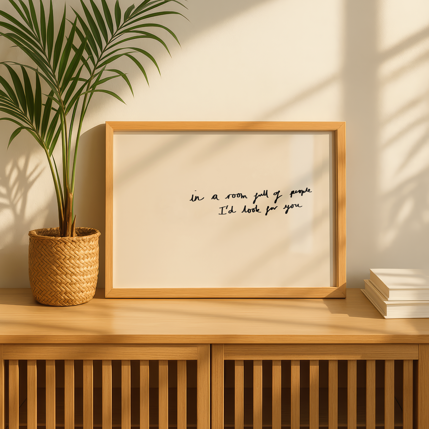 'In A Room Full Of People I'd Look For You' Typography Art Print – Romantic Minimalist Wall Decor in Cream & Black