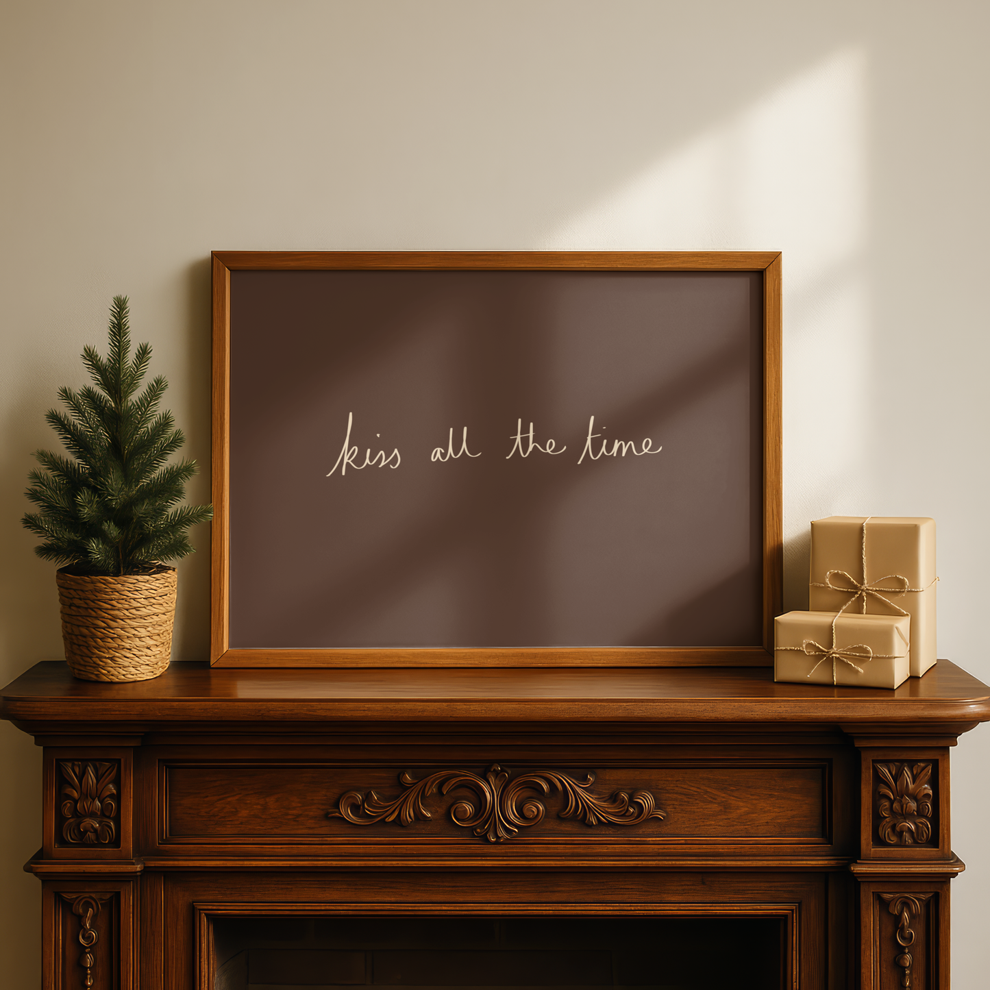 'Kiss All The Time' Typography Art Print – Minimalist Wall Decor
