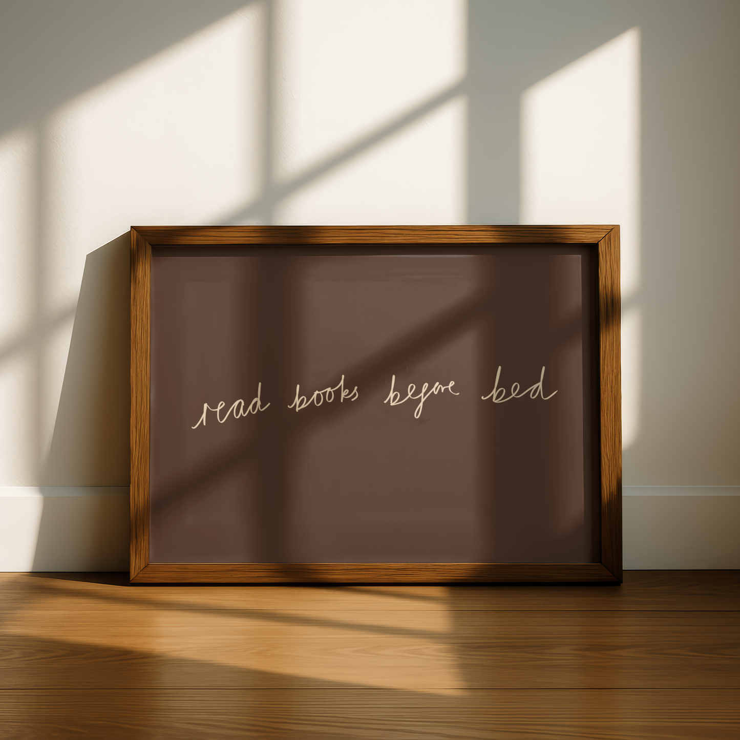 'Read Books Before Bed' Typography Art Print – Minimalist Book Lover Wall Decor in Mocha & Cream