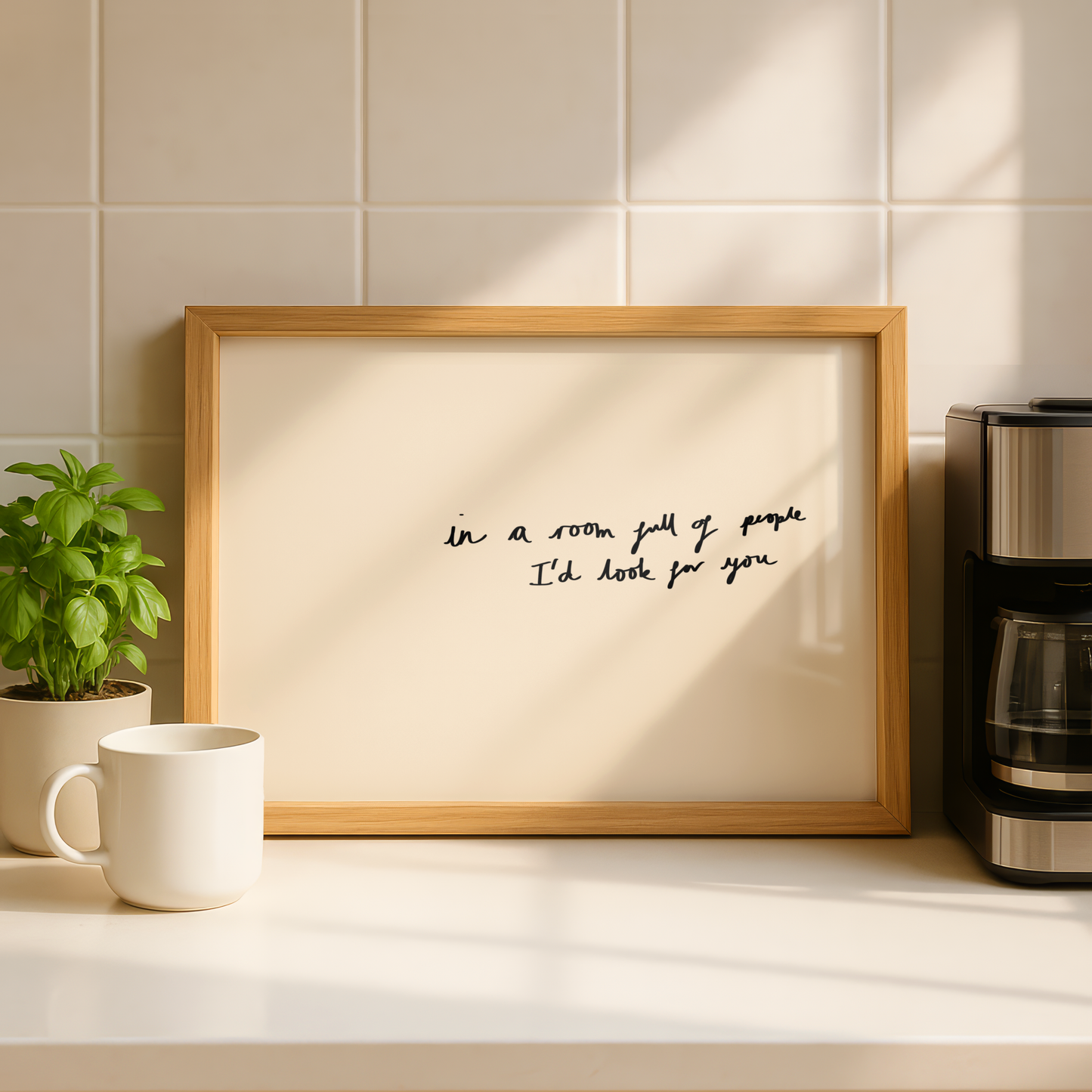 'In A Room Full Of People I'd Look For You' Typography Art Print – Romantic Minimalist Wall Decor in Cream & Black