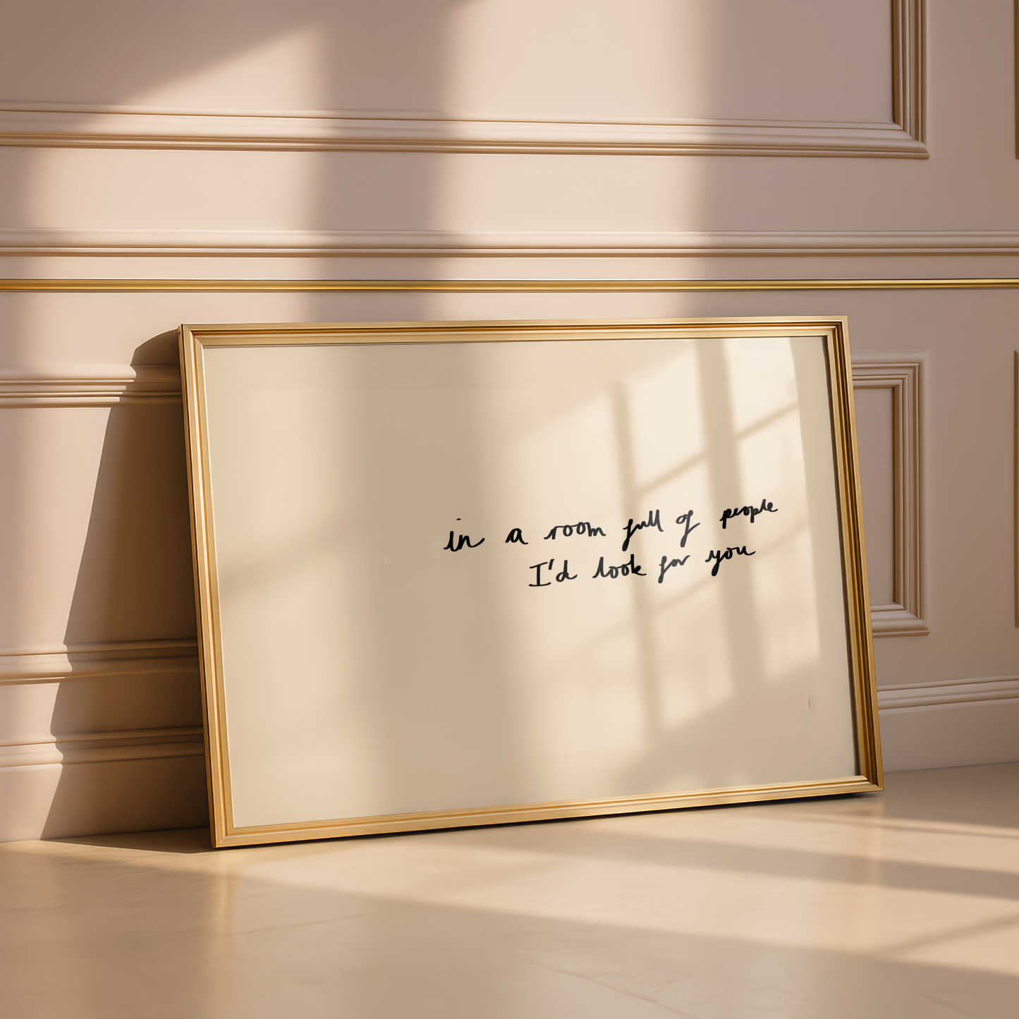 'In A Room Full Of People I'd Look For You' Typography Art Print – Romantic Minimalist Wall Decor in Cream & Black