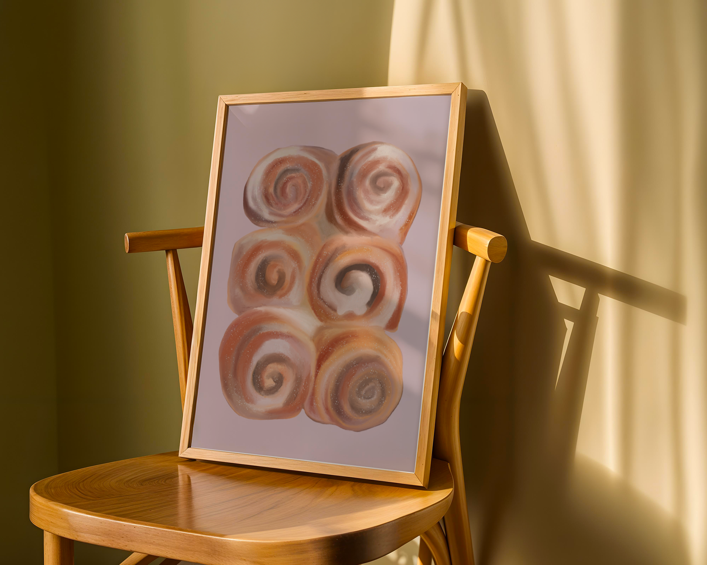 'Cinnamon Rolls' Art Print – Illustrated Kitchen & Bakery Wall Decor in Blush Pink & Warm Caramel