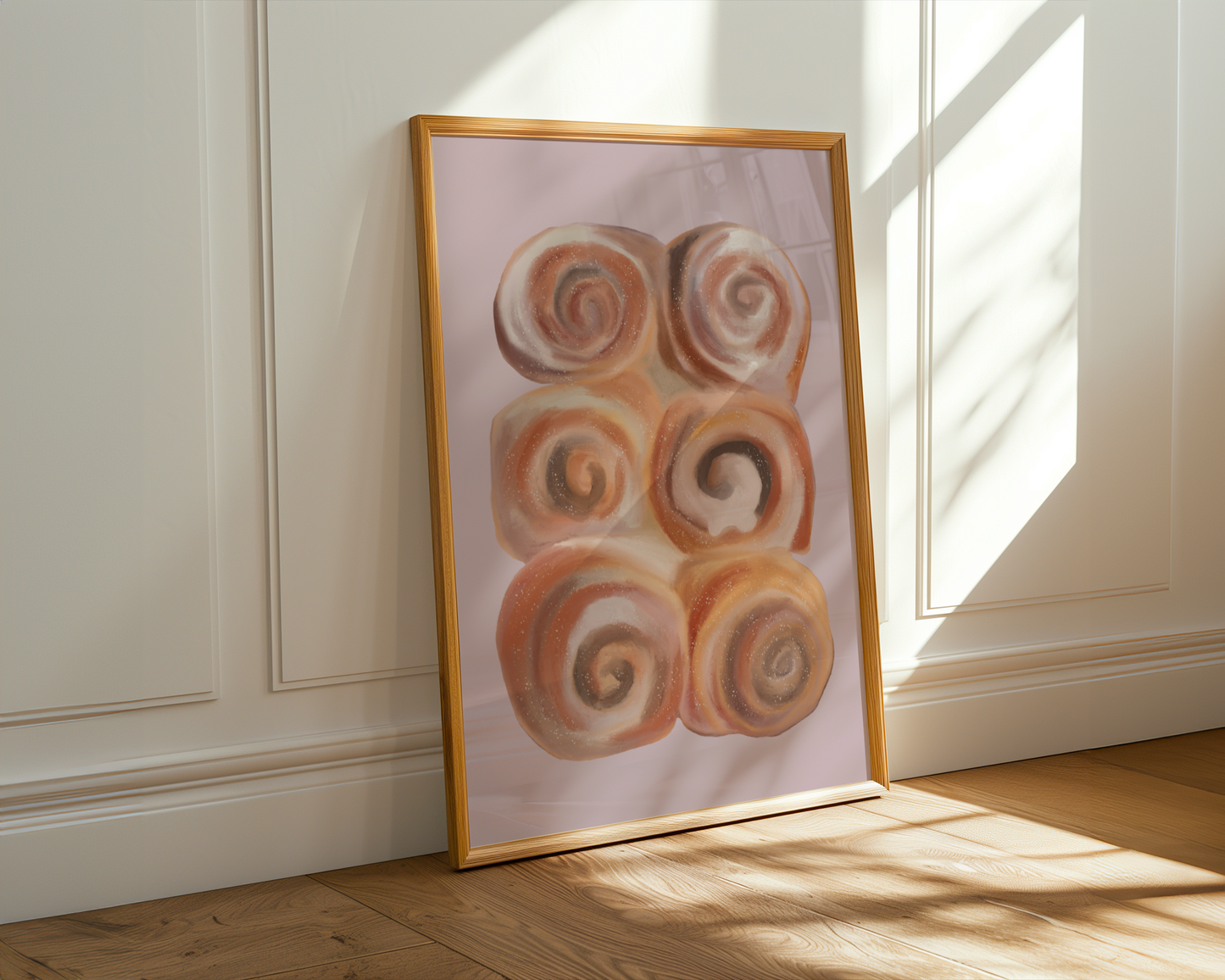 'Cinnamon Rolls' Art Print – Illustrated Kitchen & Bakery Wall Decor in Blush Pink & Warm Caramel