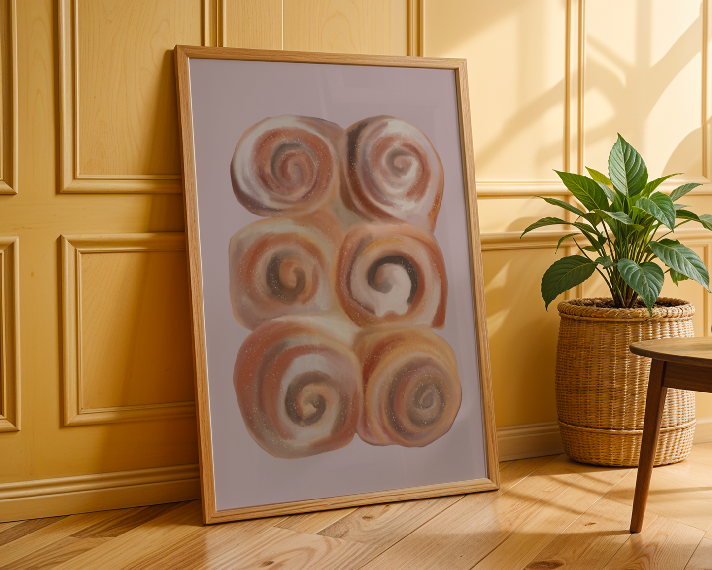 'Cinnamon Rolls' Art Print – Illustrated Kitchen & Bakery Wall Decor in Blush Pink & Warm Caramel